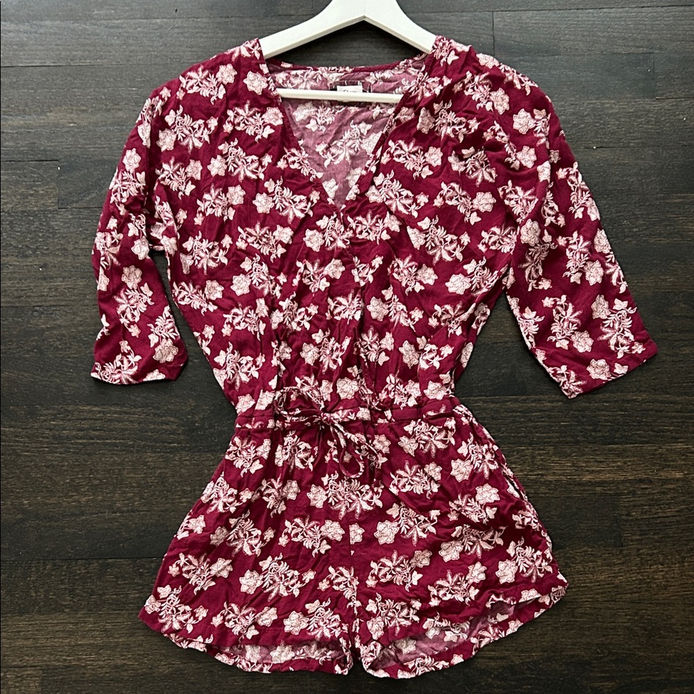 Chic Floral Burgundy Jumpsuit